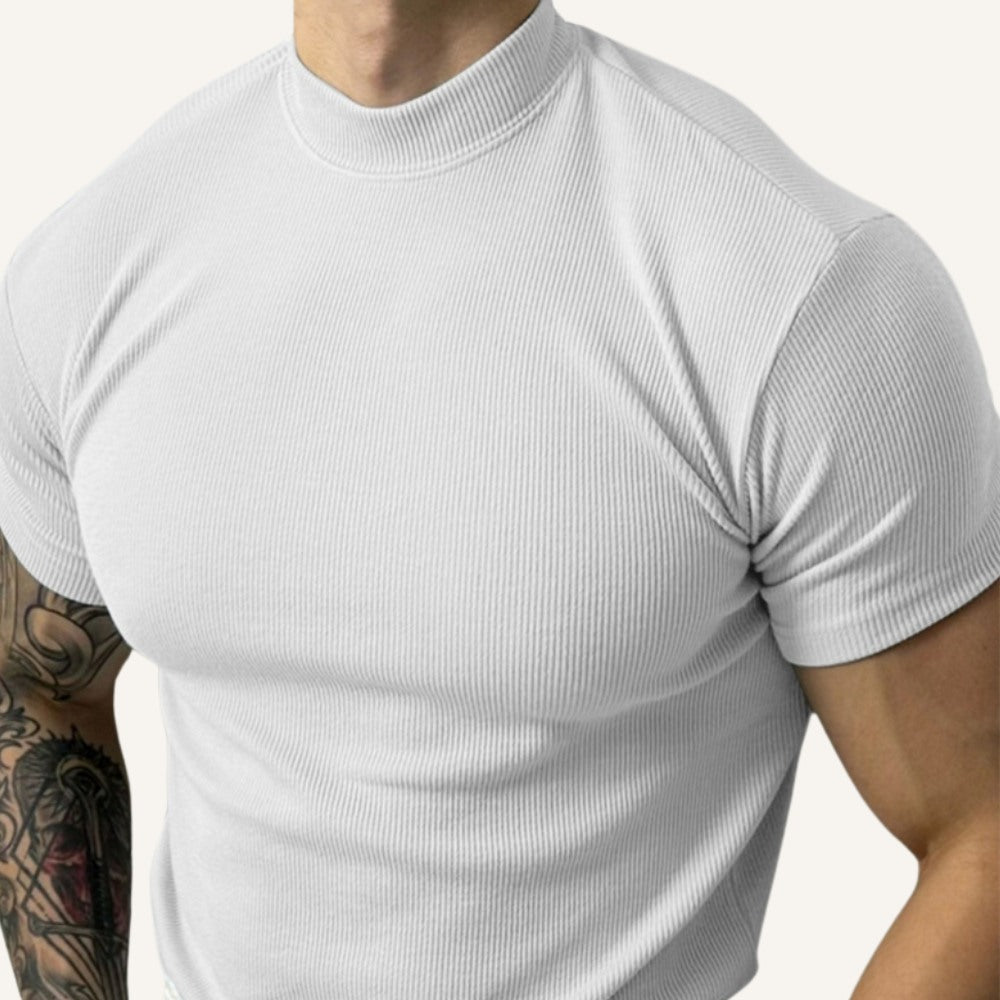 T-Shirt Clarence Herren Gerippter Stehkragen