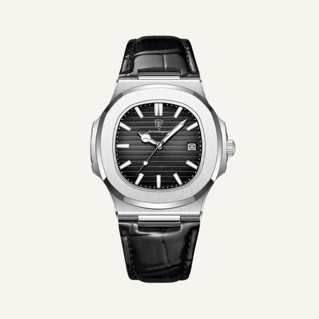 Uhr Luxe Schwarz Leder