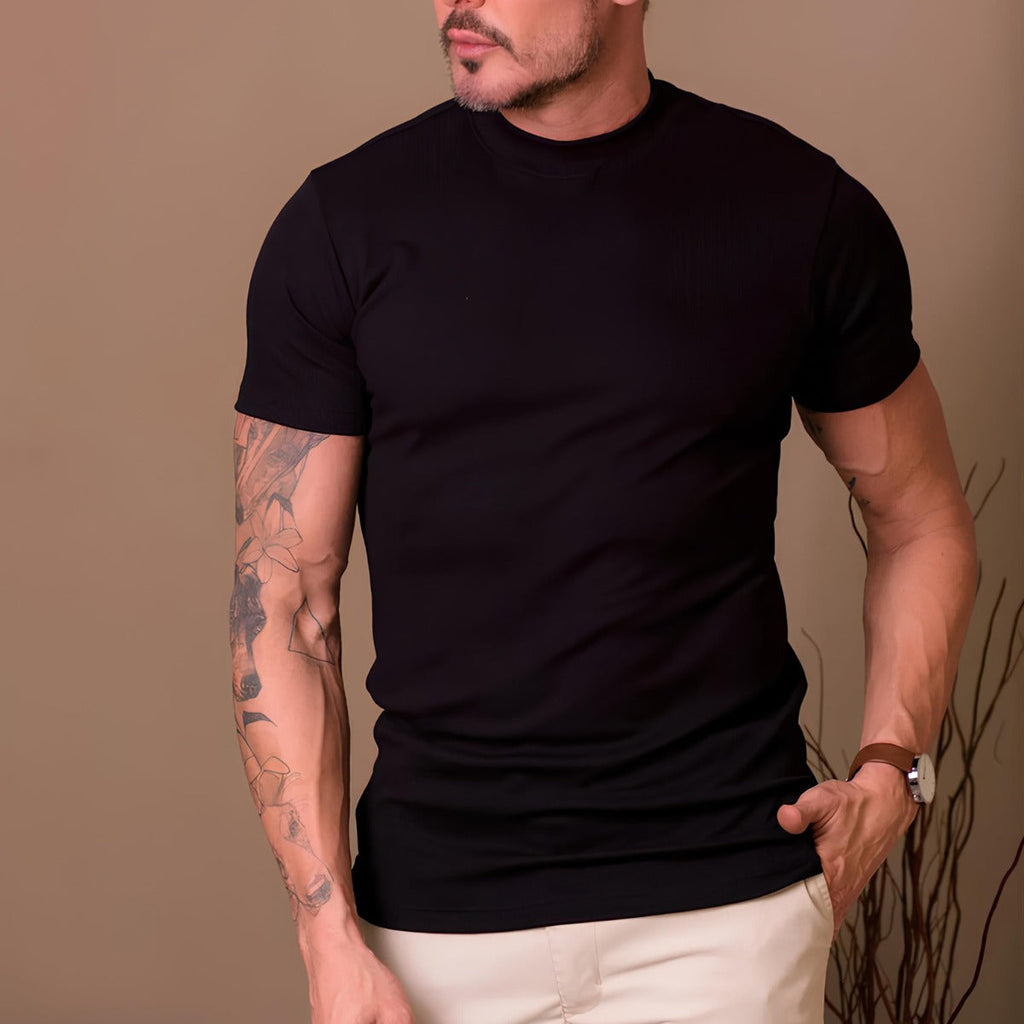 T-Shirt Clarence Herren Gerippter Stehkragen