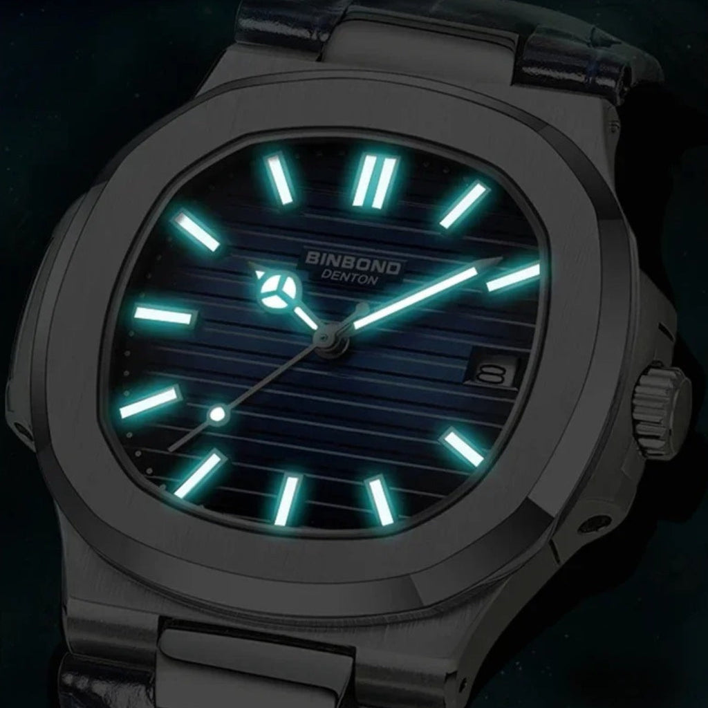 Uhr Luxe Schwarz Leder